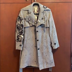 Black and white peacoat.